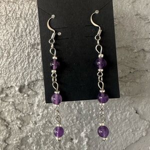 Chic Amethyst Beaded Drop Earrings